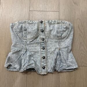 Anthropologie Denim pin stripe corset top